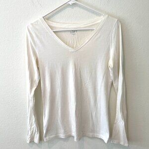 Ann Taylor Loft V-Neck Long Sleeves Top  White  Size: XS